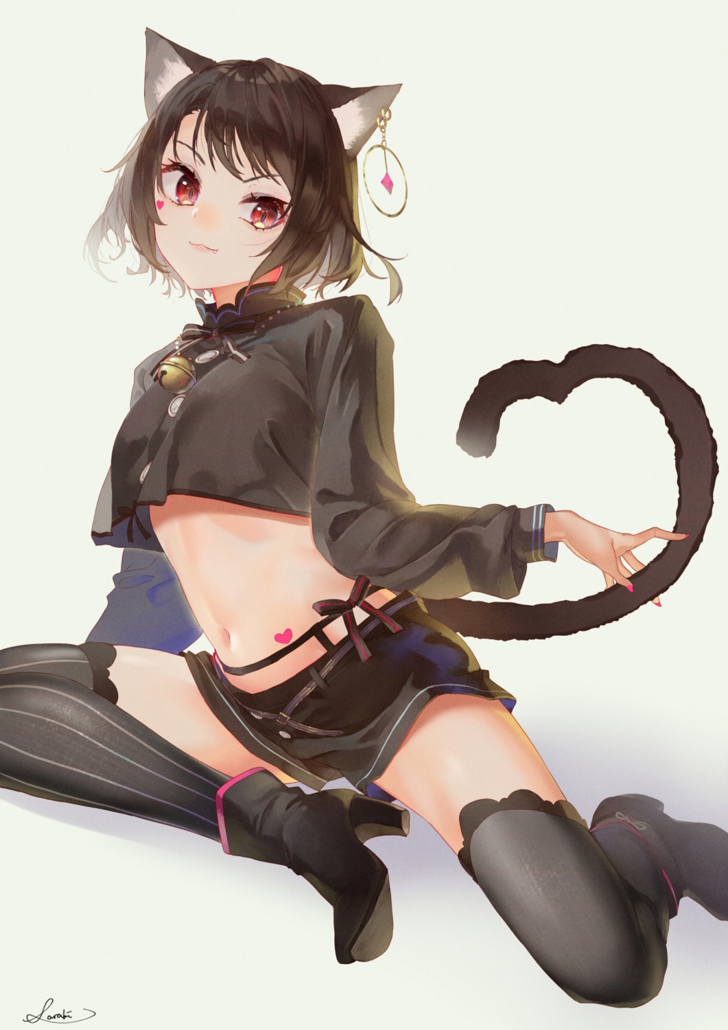 animal_ears garter heels nekomimi saraki tail tattoo thighhighs