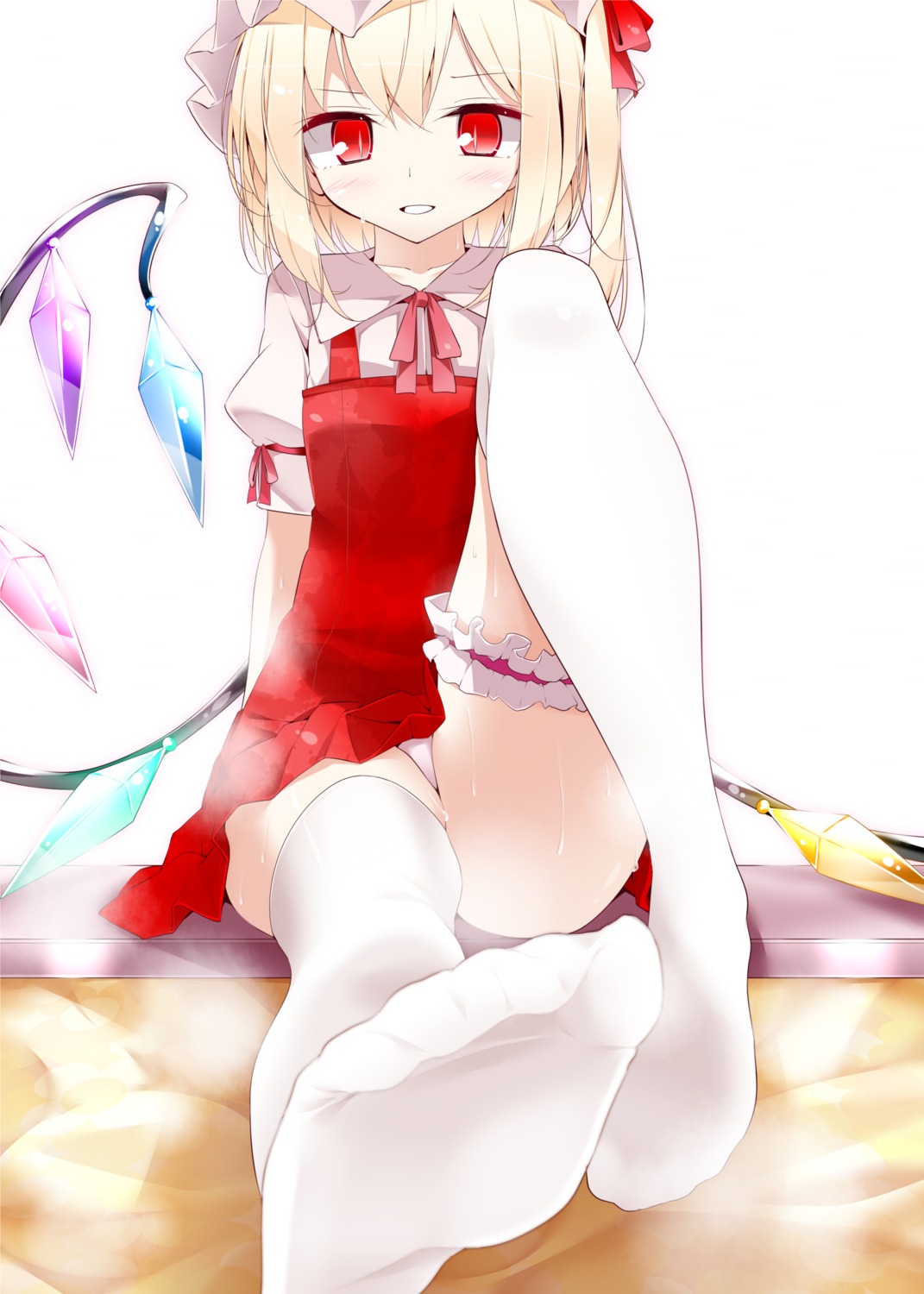 feet flandre_scarlet garter oouso pantsu thighhighs touhou usotsukiya