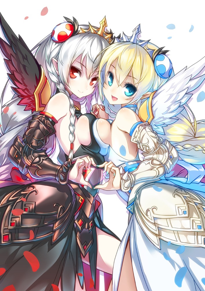 armor hong_(white_spider) pointy_ears puzzle_&_dragons symmetrical_docking valkyrie_(p&d) wings