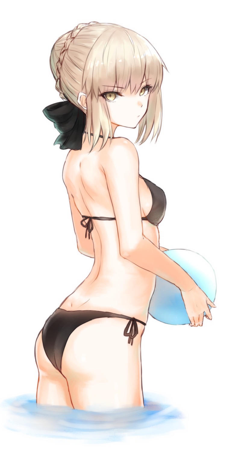 ass bikini fate/grand_order nashimoto_yuuri saber saber_alter swimsuits wet
