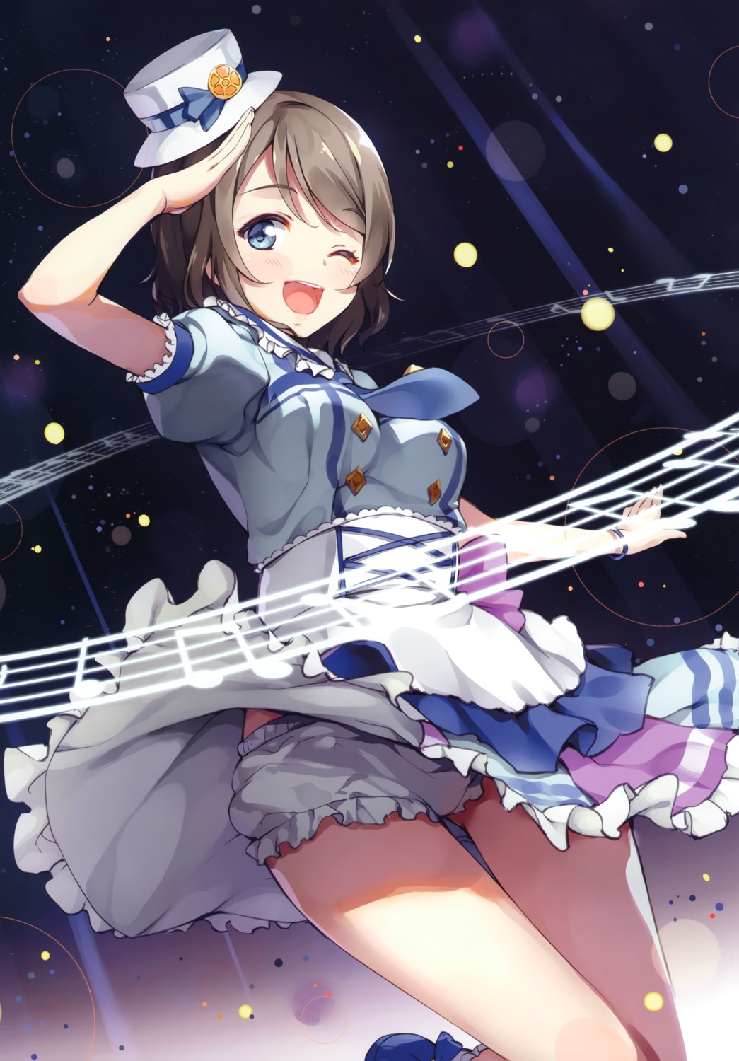 love_live!_sunshine!! pantsu senji skirt_lift tegone_spike uniform watanabe_you