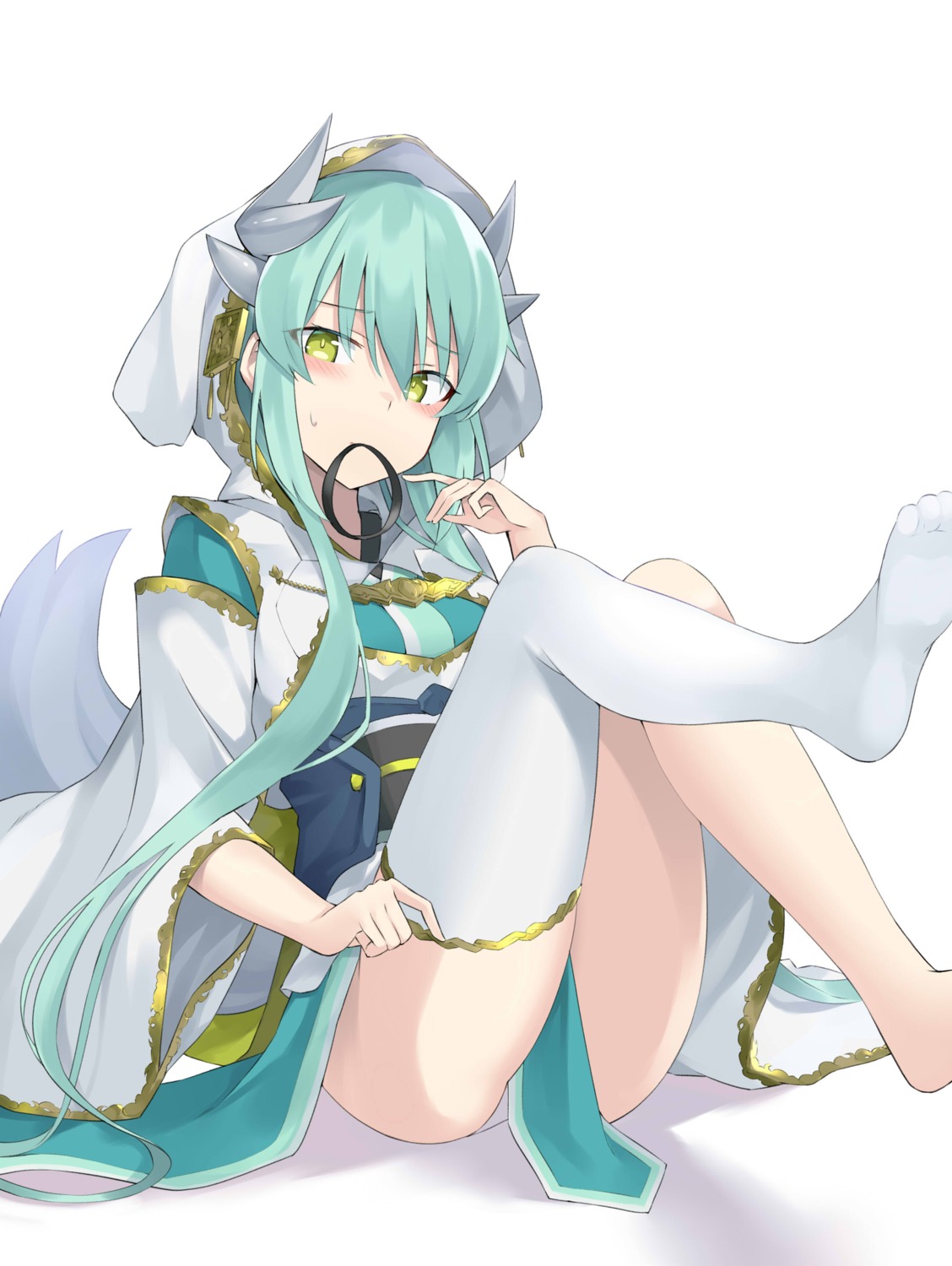 100percent fate/grand_order feet horns japanese_clothes kiyohime_(fate/grand_order) pantsu thighhighs