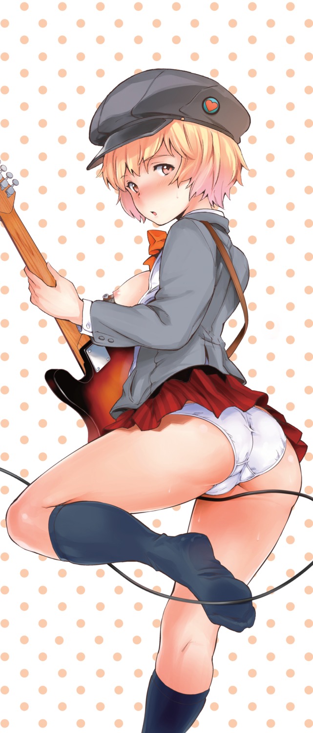 ass breasts cameltoe digital_version guitar mogg nipples no_bra open_shirt pantsu seifuku