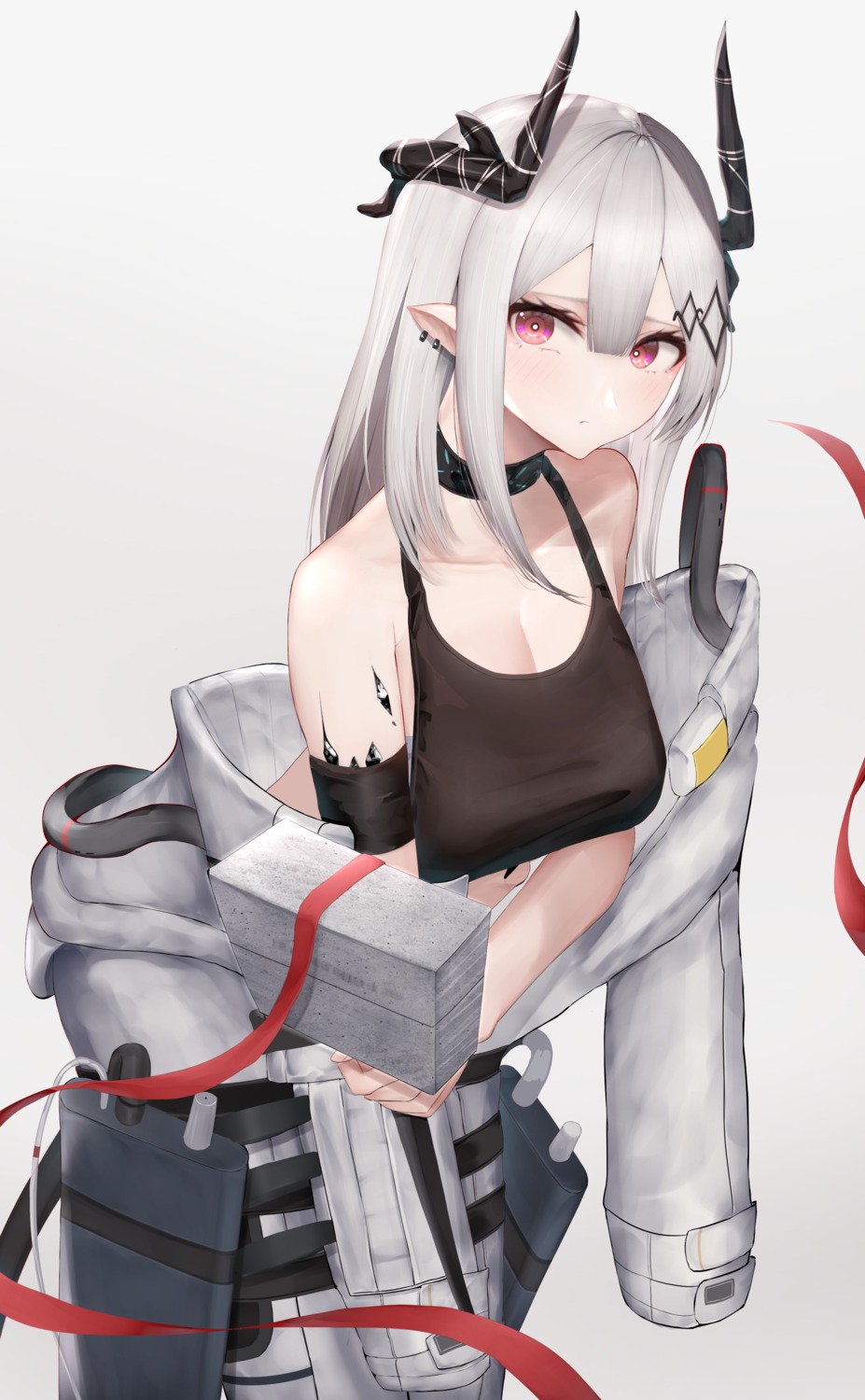 arknights bodysuit horns mo_(mainiti_omoti) mudrock_(arknights) pointy_ears