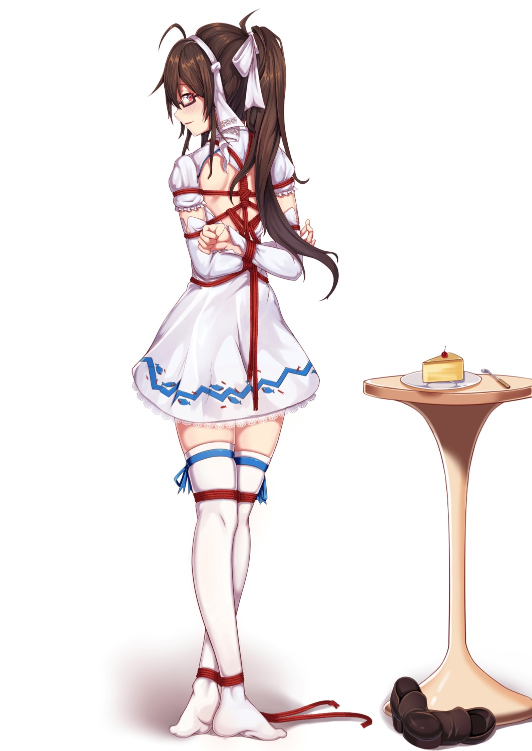 bondage dress megane no_bra thighhighs yiduan_zhu