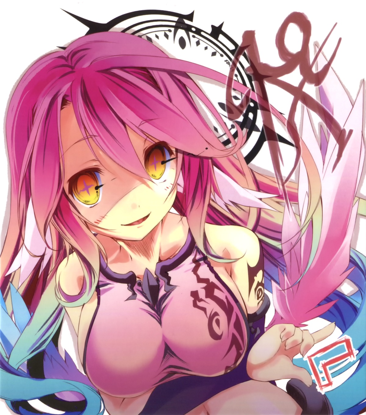 jibril_(no_game_no_life) kamiya_yuu no_game_no_life tattoo thighhighs wings