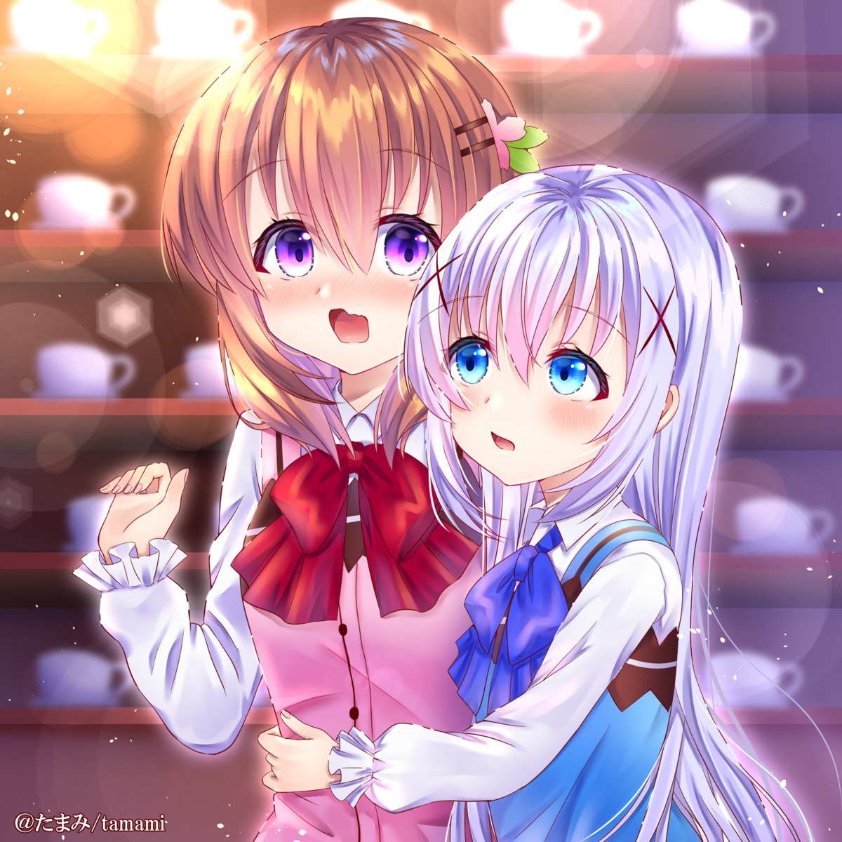 gochuumon_wa_usagi_desu_ka? hoto_cocoa kafuu_chino mymerody4649 waitress yuri