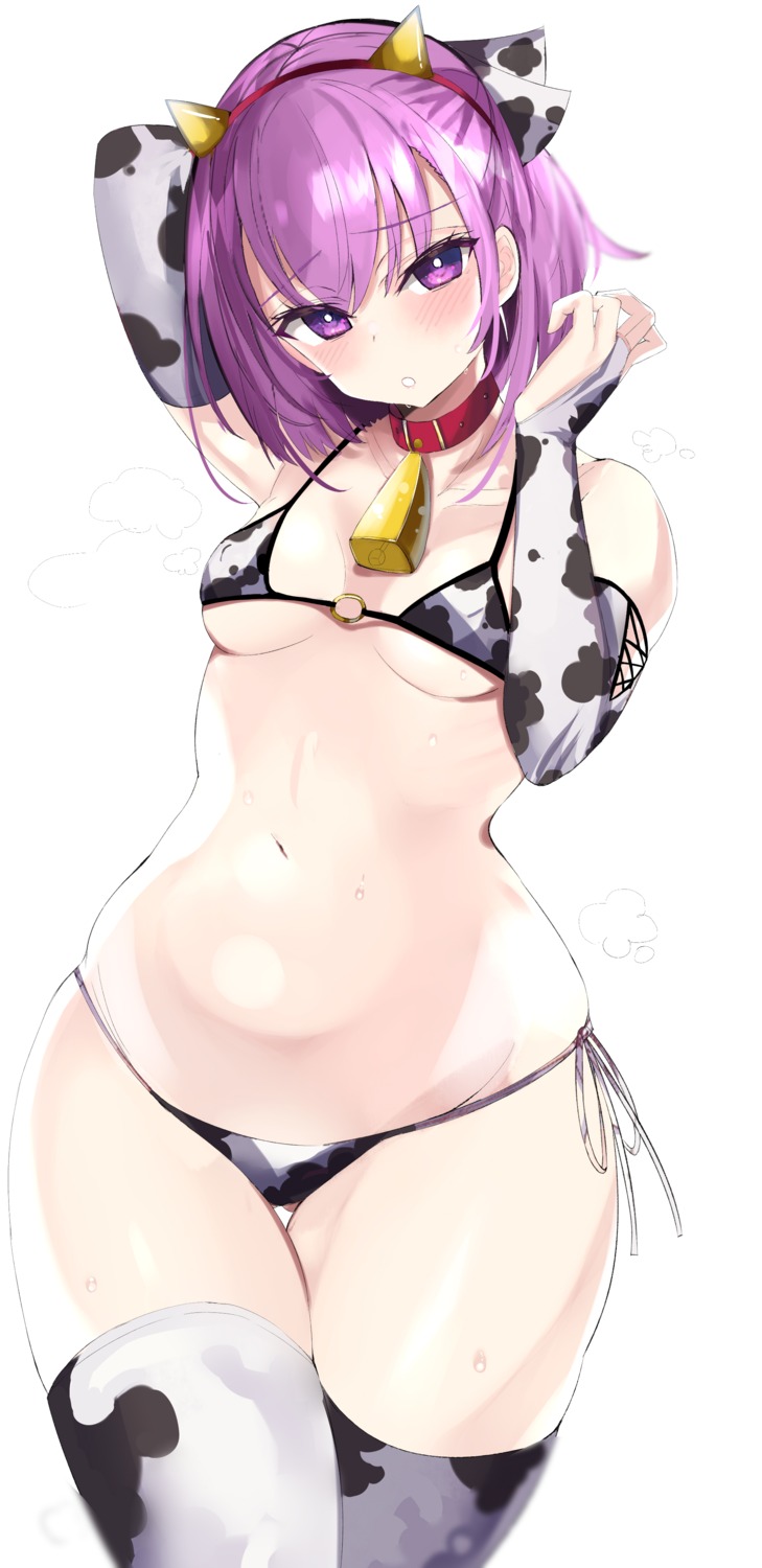 bikini fate/grand_order hanasaka_houcha helena_blavatsky_(fate/grand_order) horns swimsuits thighhighs