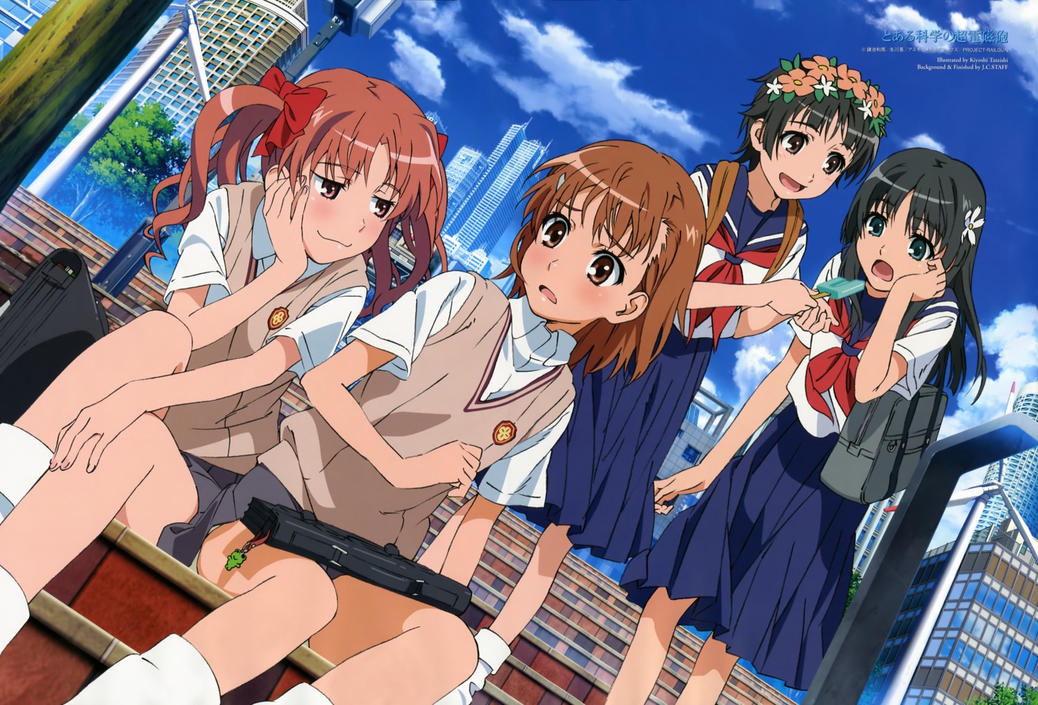 misaka_mikoto saten_ruiko seifuku shirai_kuroko tateishi_kiyoshi to_aru_kagaku_no_railgun to_aru_majutsu_no_index uiharu_kazari