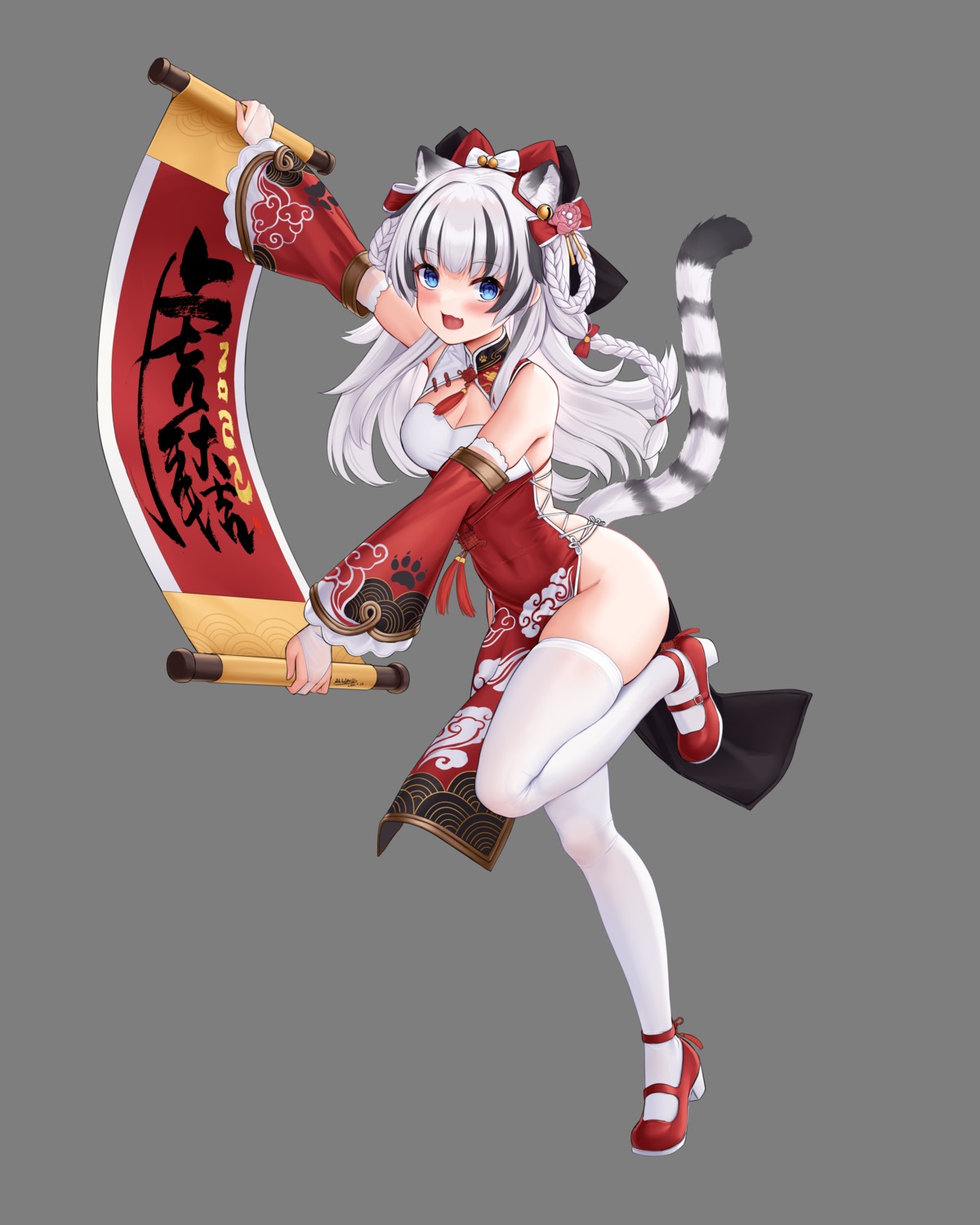 allenes animal_ears chinadress cleavage heels no_bra nopan tail thighhighs transparent_png