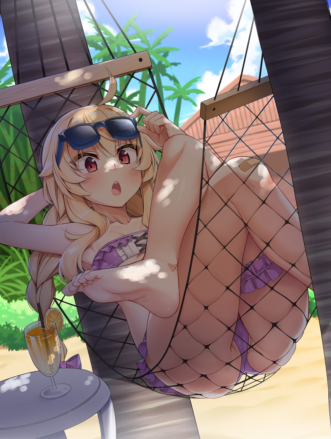 @ichigo bandaid bikini cameltoe feet garter little_witch_nobeta megane nobeta swimsuits thong