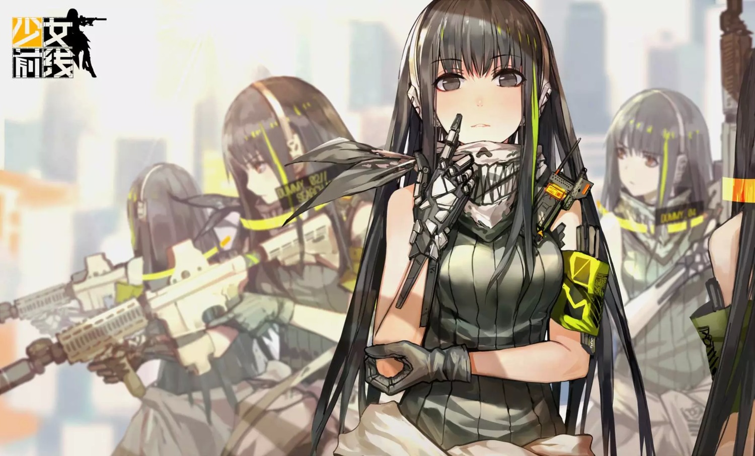 girls_frontline gun headphones jpeg_artifacts lowlight_kirilenko m4a1_(girls_frontline) wallpaper