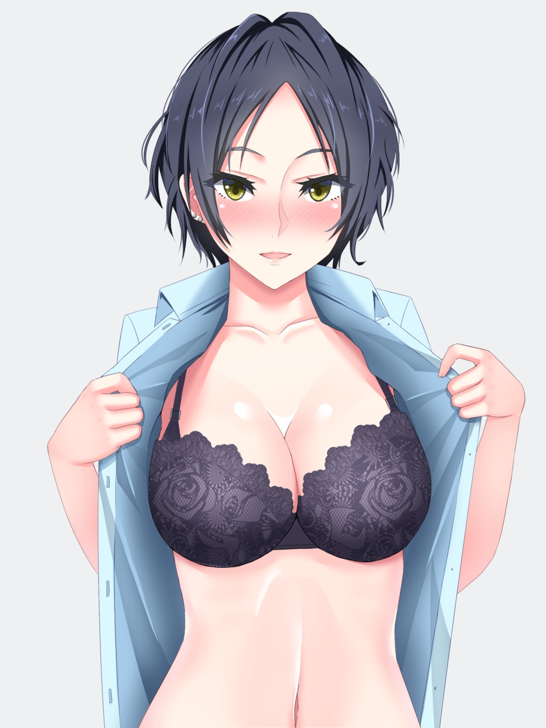 bra cleavage dress_shirt fosamaguna hayami_kanade open_shirt the_idolm@ster the_idolm@ster_cinderella_girls undressing