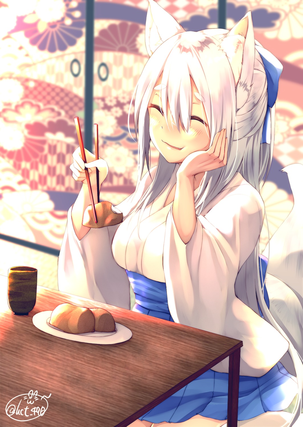 animal_ears chita_(ketchup) japanese_clothes kitsune tail