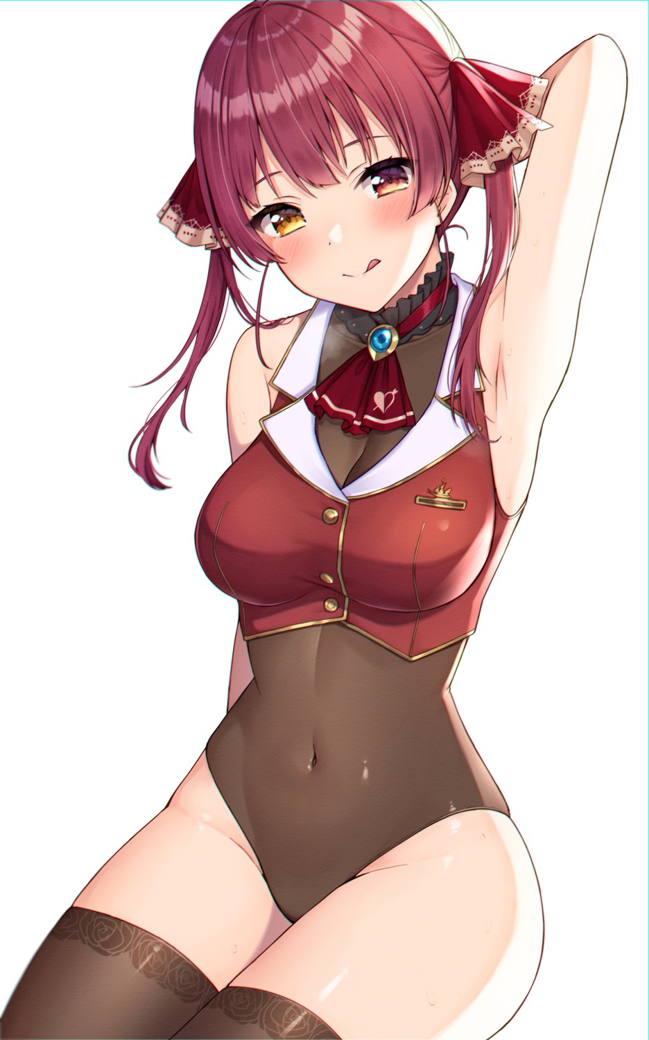 heterochromia hololive houshou_marine kashiwa_mochico leotard thighhighs