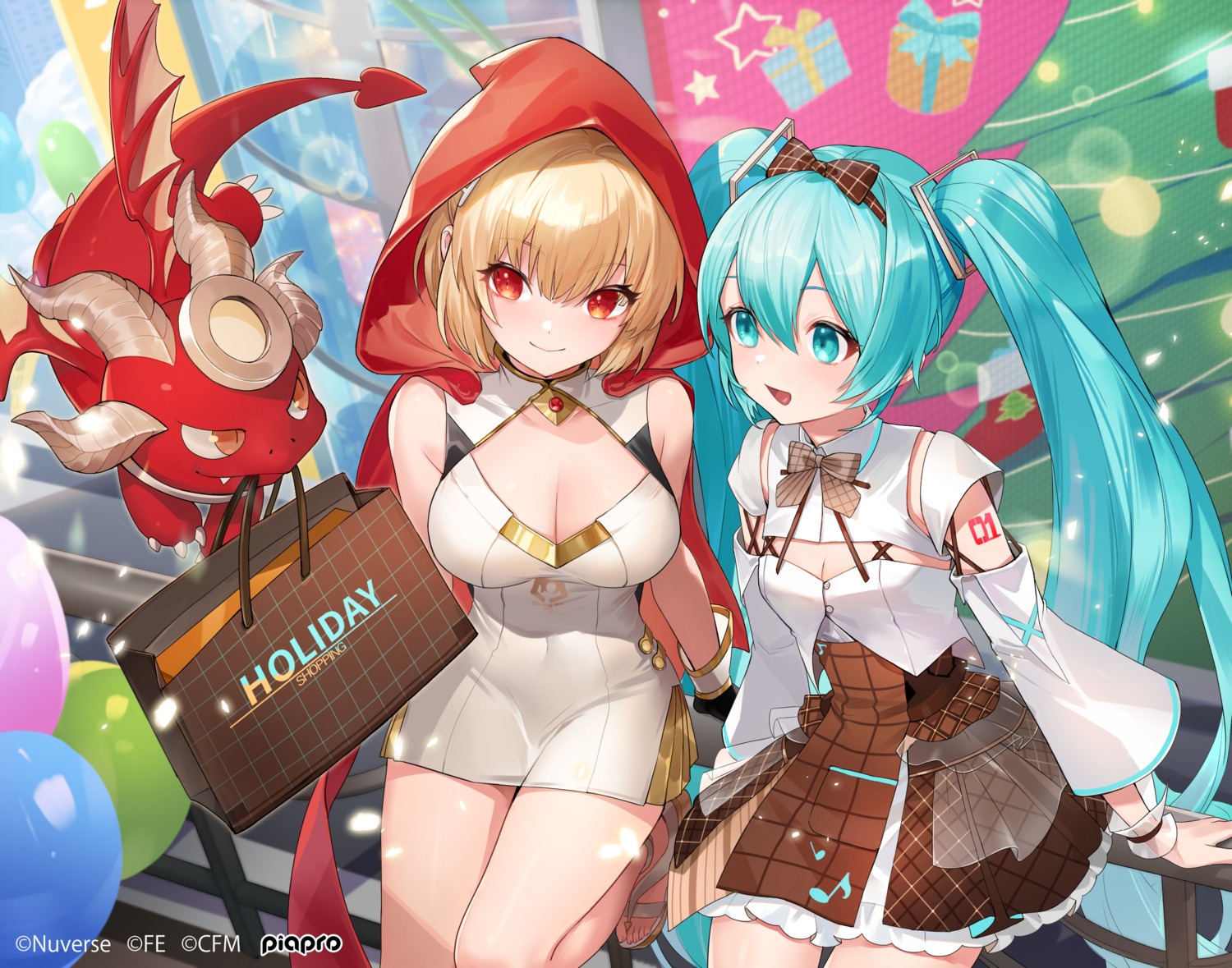 cleavage crossover dress figure_story hatsune_miku monster nima_(niru54) tattoo vocaloid