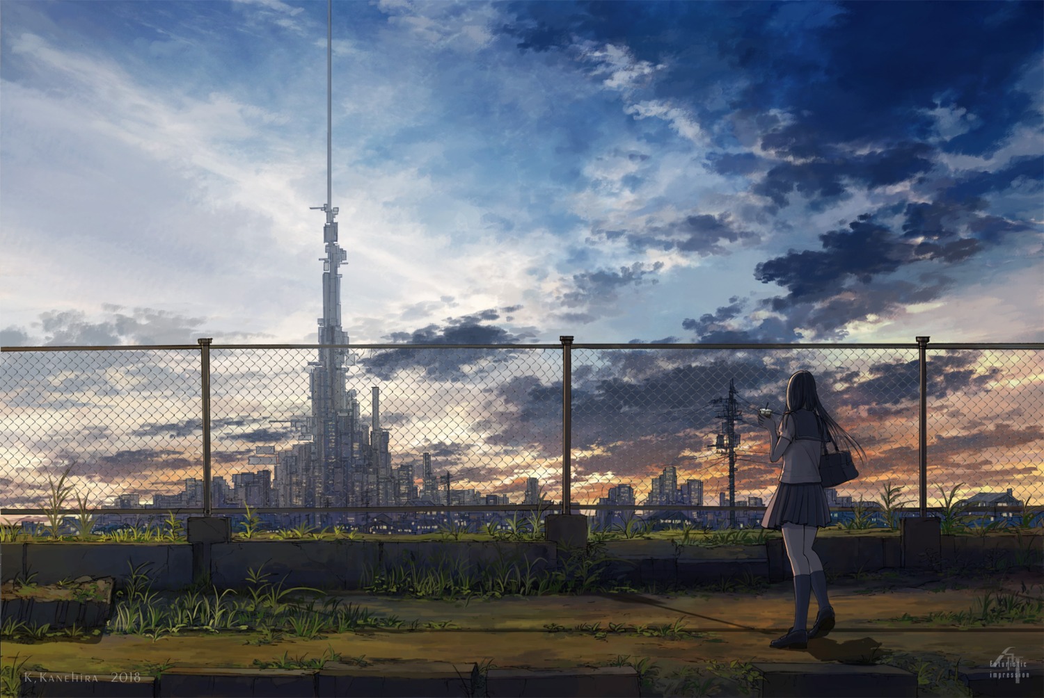 jpeg_artifacts k_kanehira landscape seifuku