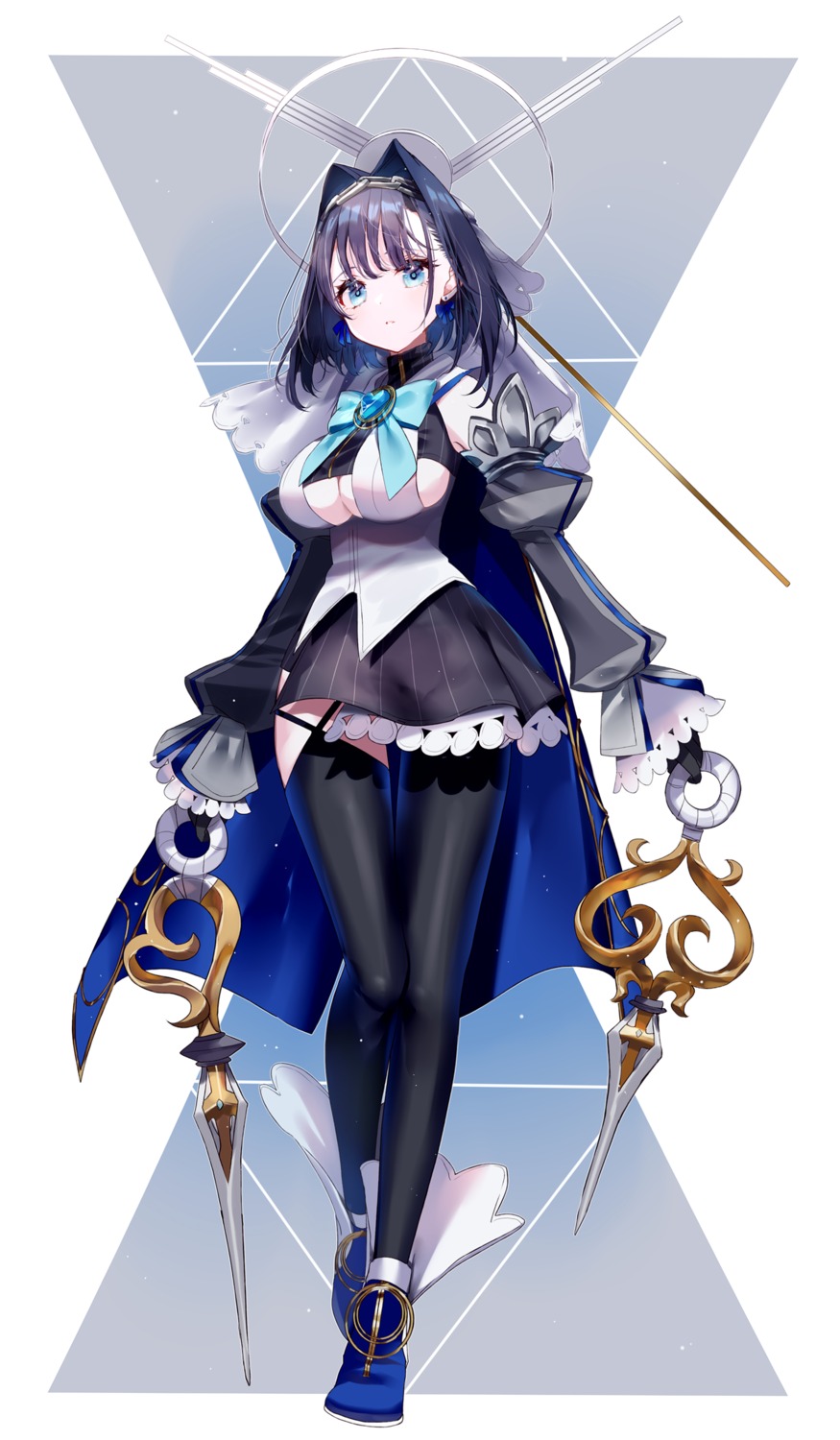 hololive hololive_english misumi no_bra ouro_kronii thighhighs weapon