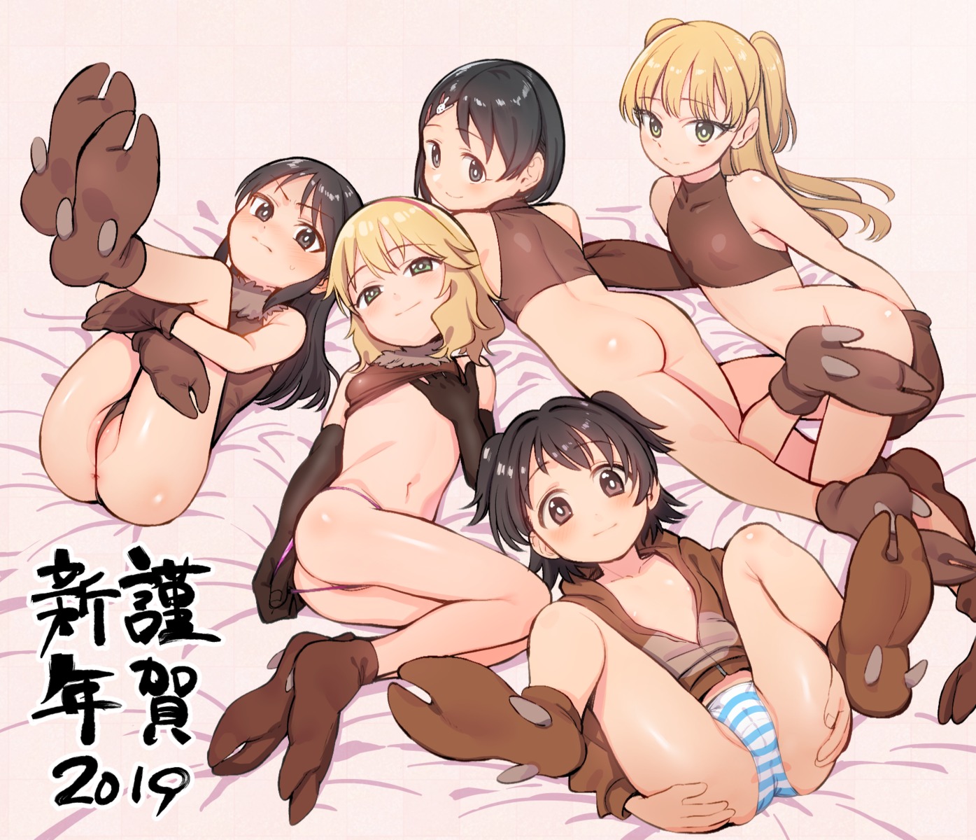 akagi_miria anus areola ass bottomless breast_hold buta_tsuzumi cameltoe jougasaki_rika loli no_bra open_shirt pantsu panty_pull pussy sakurai_momoka_(idolm@ster) sasaki_chie shimapan shirt_lift tachibana_arisu the_idolm@ster the_idolm@ster_cinderella_girls thong