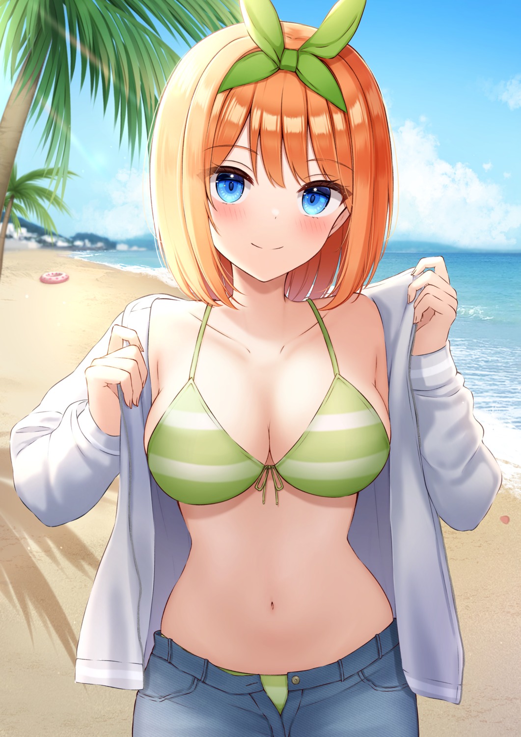 5-toubun_no_hanayome bikini nakano_yotsuba open_shirt swimsuits undressing yukiunag1