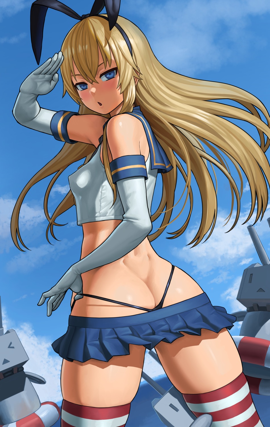 ass kantai_collection lasterk pantsu rensouhou-chan shimakaze_(kancolle) thighhighs thong