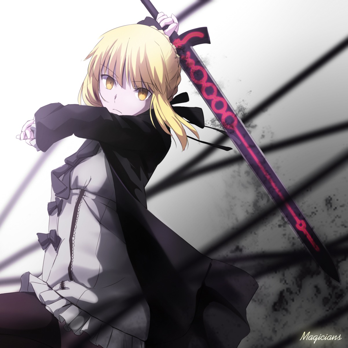 dress fate/stay_night fate/zero magicians saber saber_alter sword thighhighs