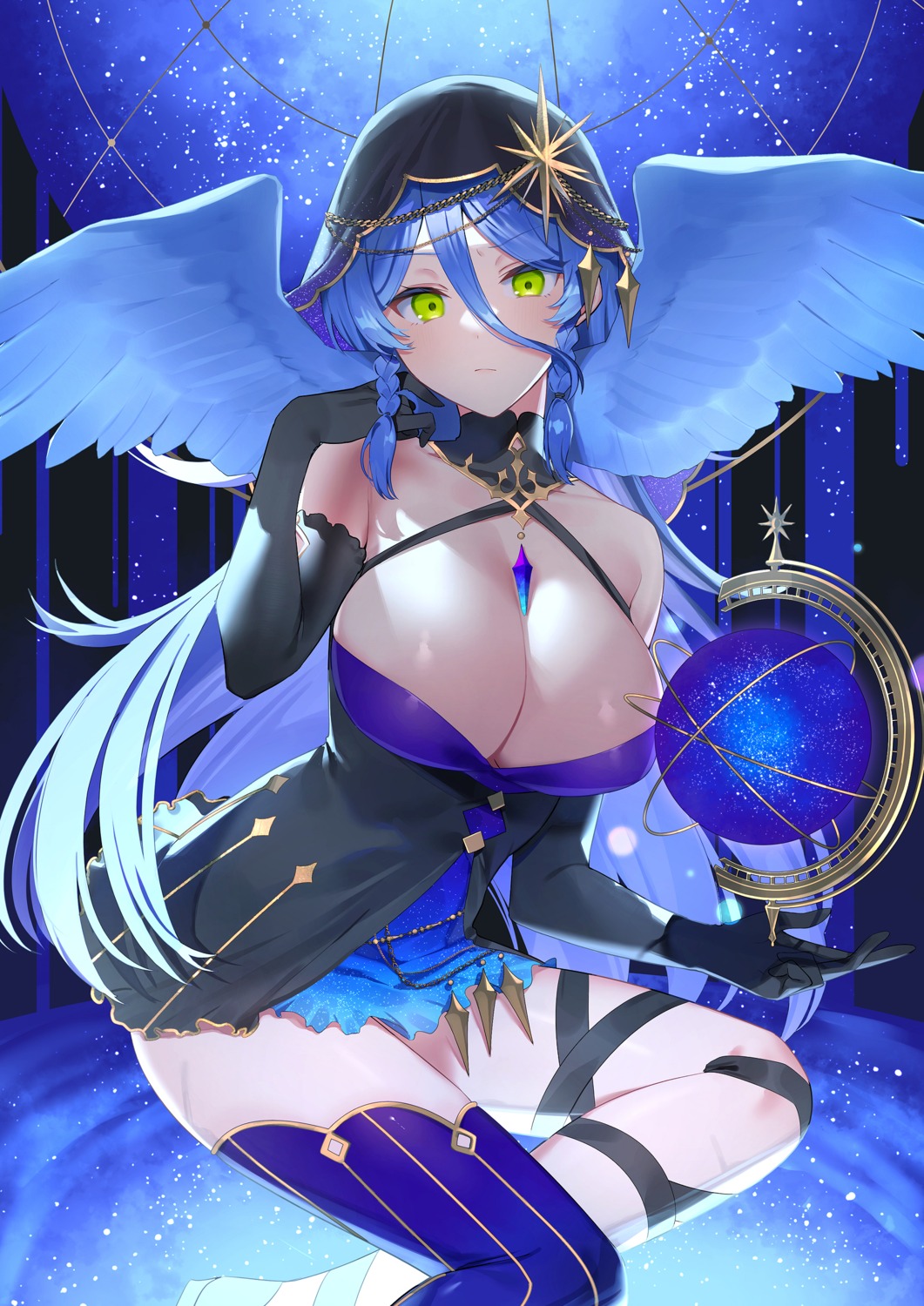 dress no_bra thighhighs wings yataga_tani