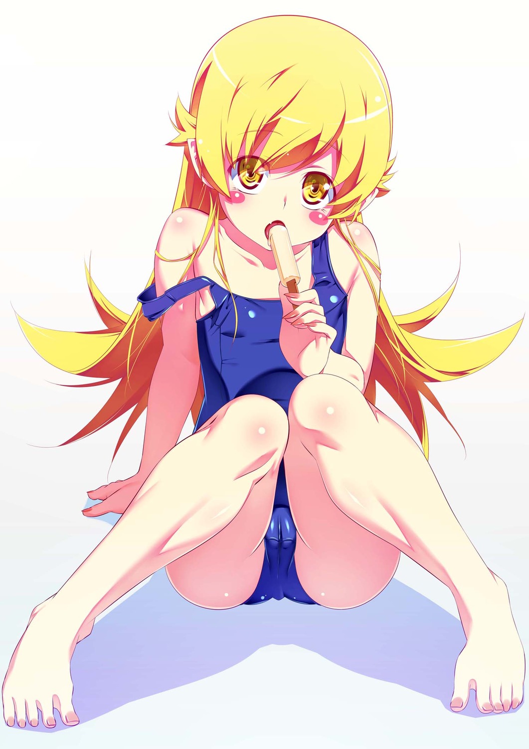 cameltoe loli monogatari_(series) oshino_shinobu school_swimsuit swimsuits tanabe_kyou