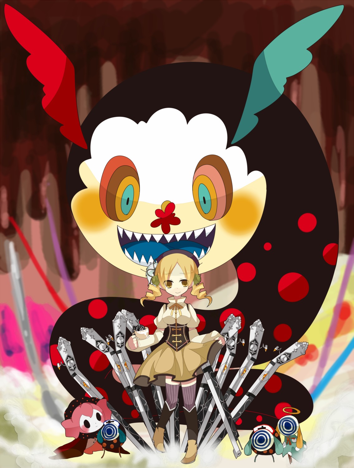 charlotte_(puella_magi_madoka_magica) puella_magi_madoka_magica rinsei thighhighs tomoe_mami