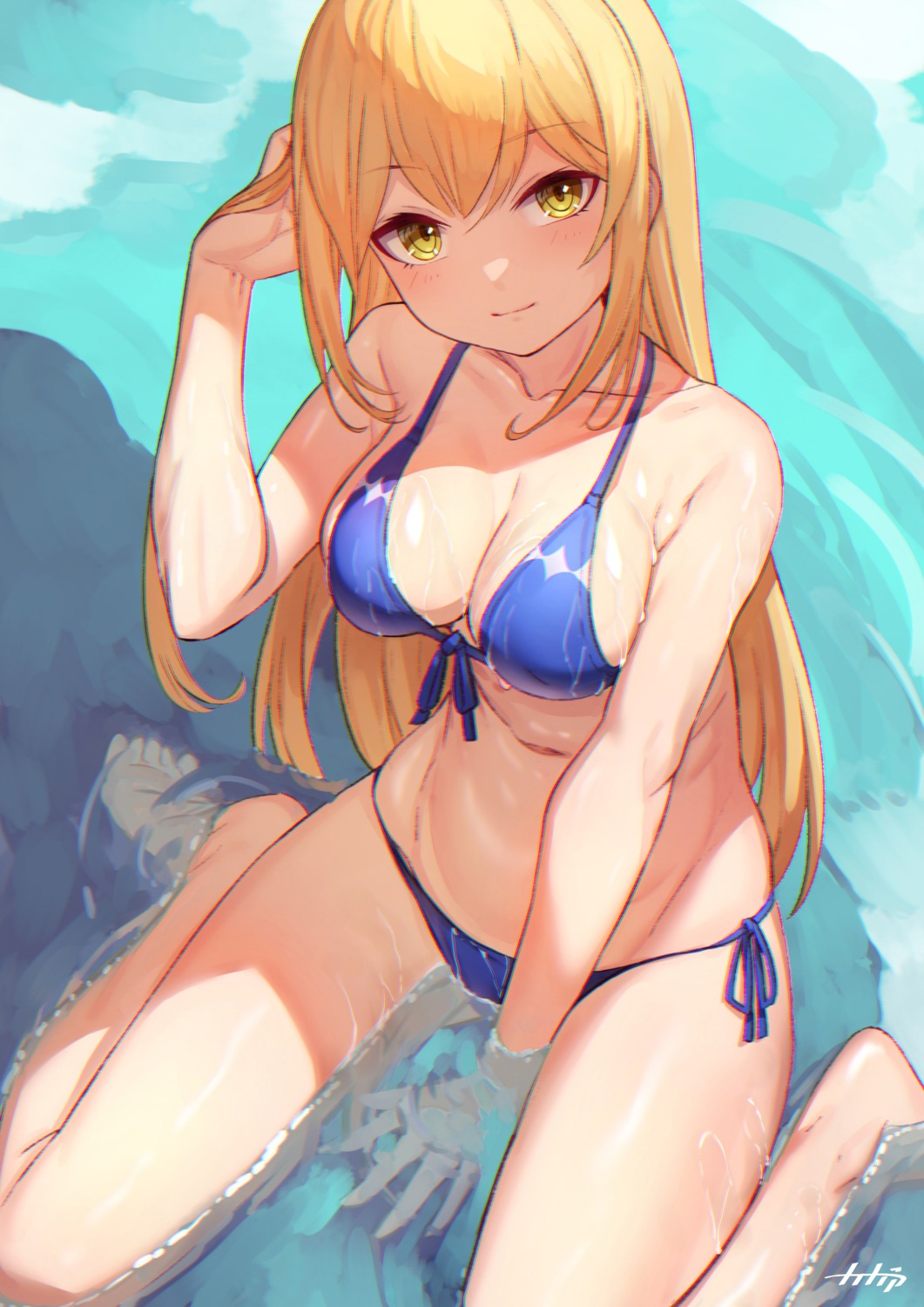 aiz_wallenstein arpeggio_kaga bikini dungeon_ni_deai_wo_motomeru_no_wa_machigatteiru_darou_ka swimsuits wet