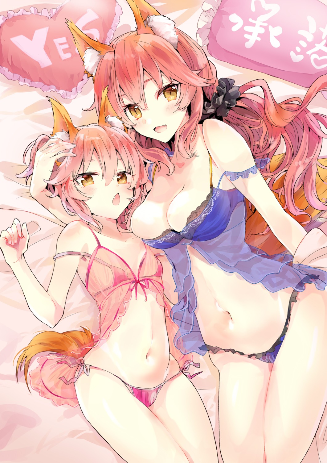 animal_ears bra cleavage fate/grand_order lingerie loli pantsu see_through tail tamamo_no_mae tomozero