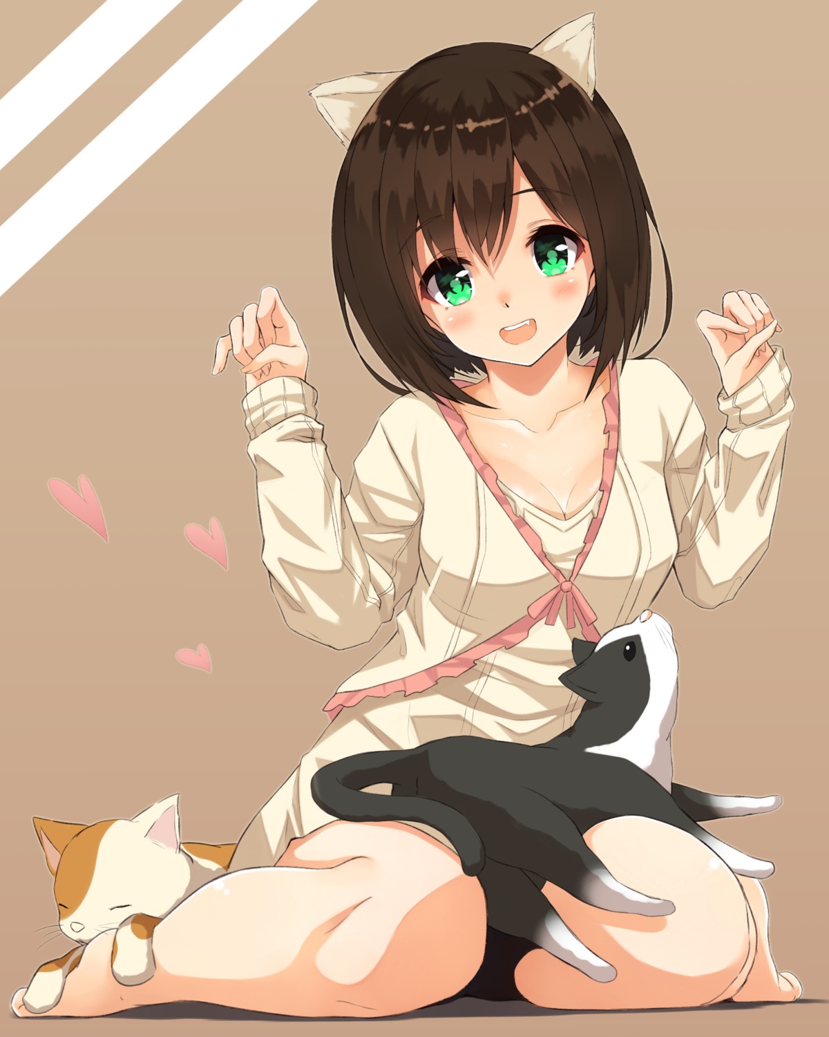 animal_ears anza_tomo cleavage dress maekawa_miku neko nekomimi the_idolm@ster the_idolm@ster_cinderella_girls