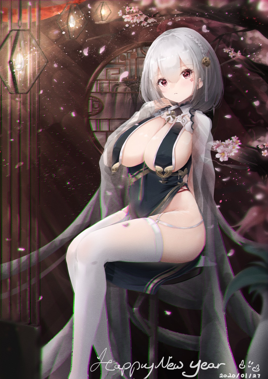 asian_clothes azur_lane no_bra riannannair see_through sirius_(azur_lane) stockings thighhighs