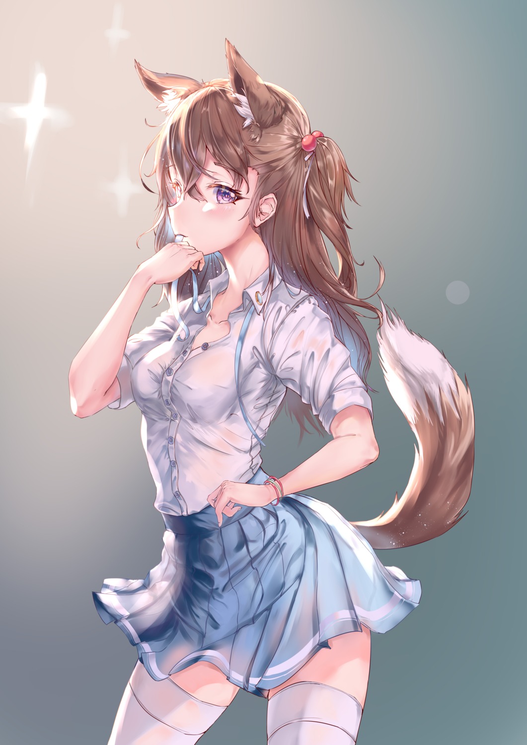 animal_ears icefurs seifuku tail thighhighs