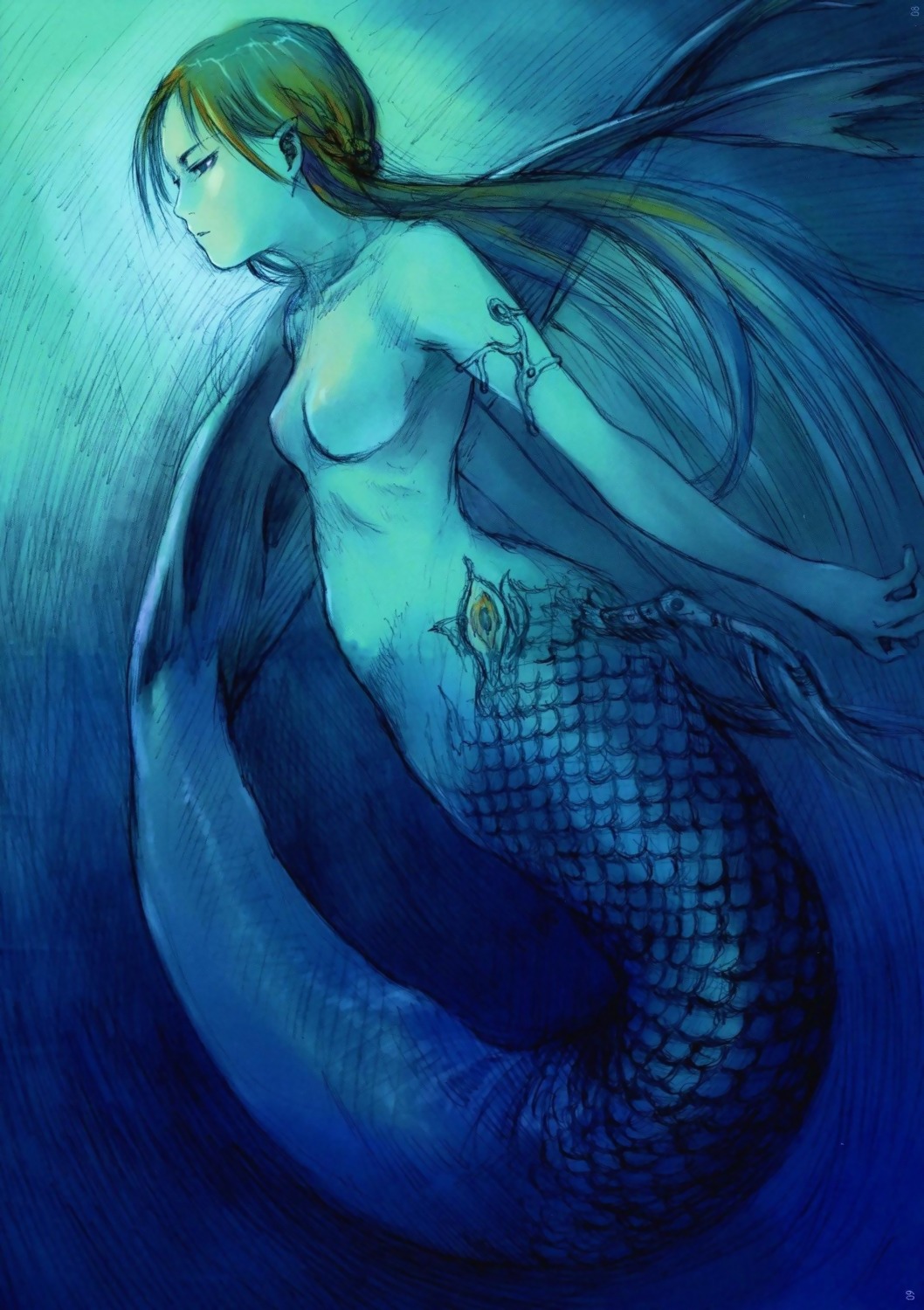 abe_yoshitoshi mermaid monster_girl naked