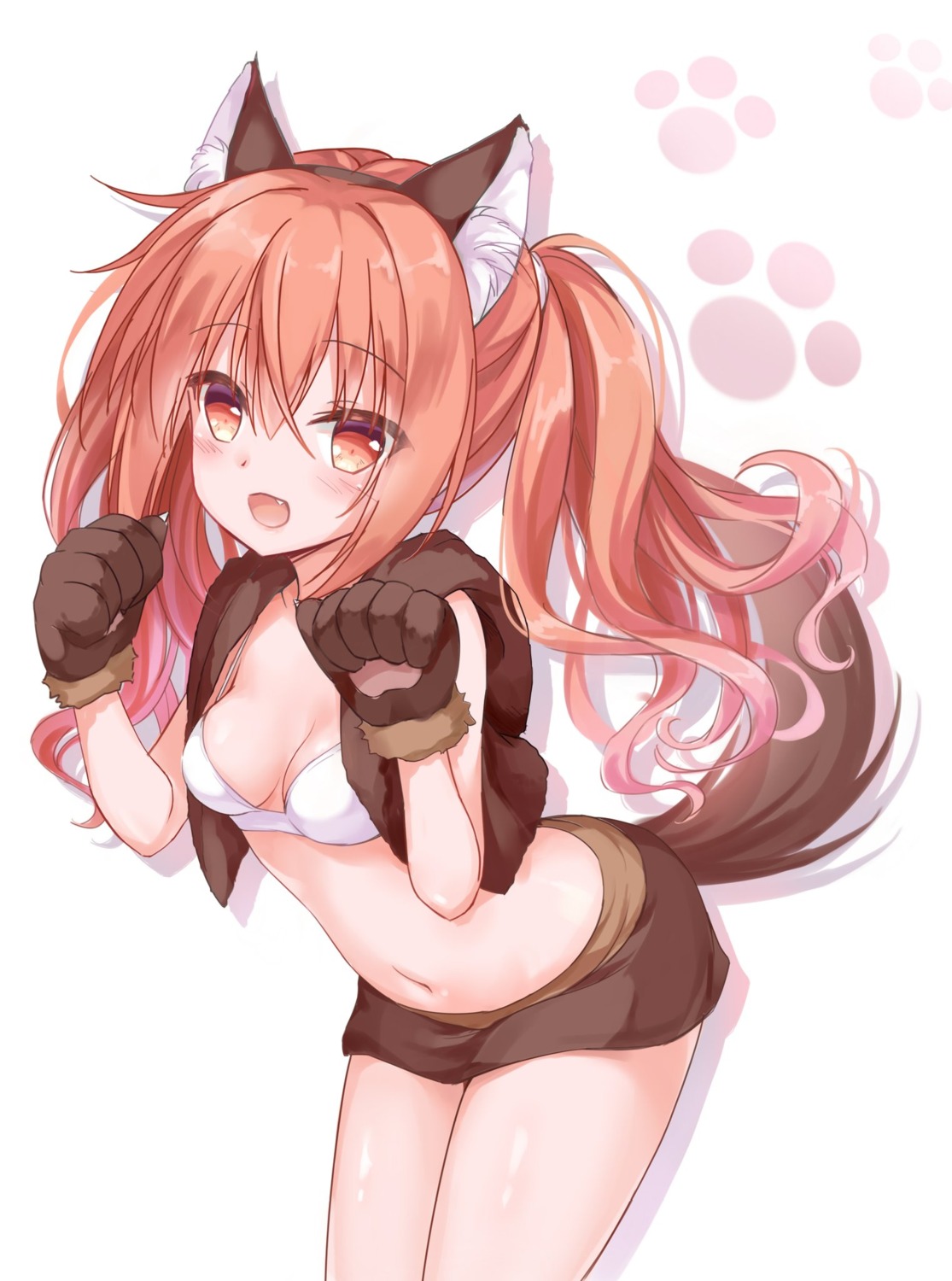 animal_ears bra cannian_dada cleavage inaba_meguru open_shirt sanoba_witch tail