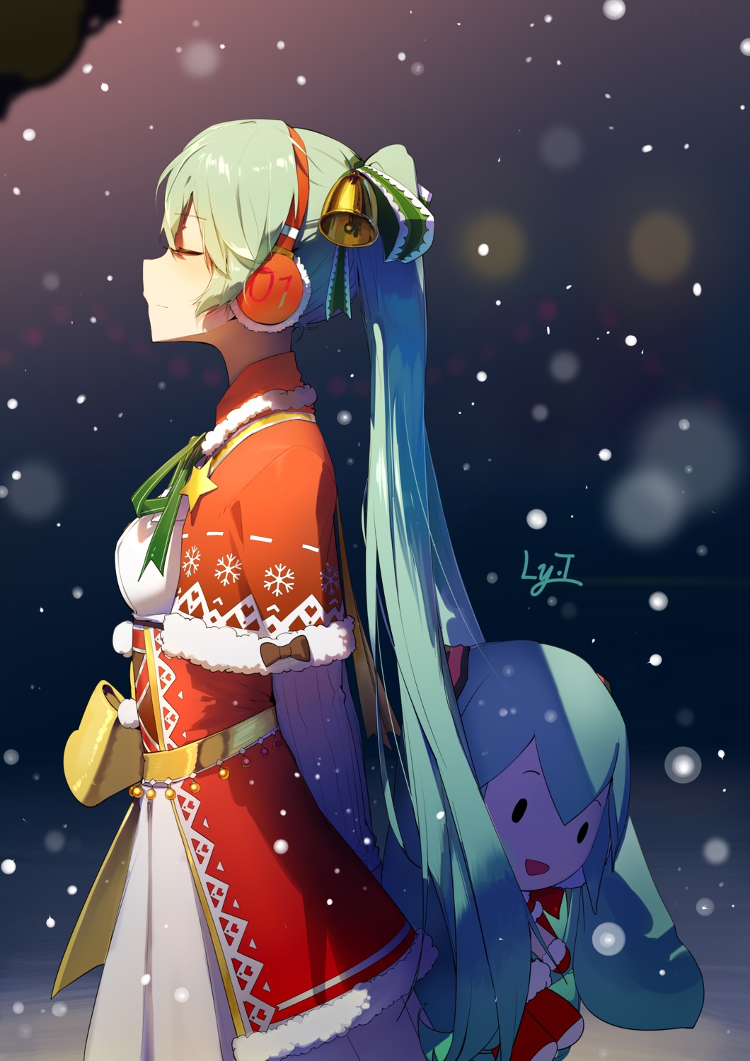 chibi christmas dress hatsune_miku ly.t vocaloid