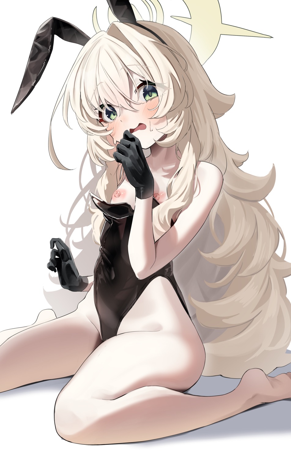 animal_ears blue_archive breasts bunny_ears bunny_girl diu1 halo loli nipples no_bra professor_niyaniya