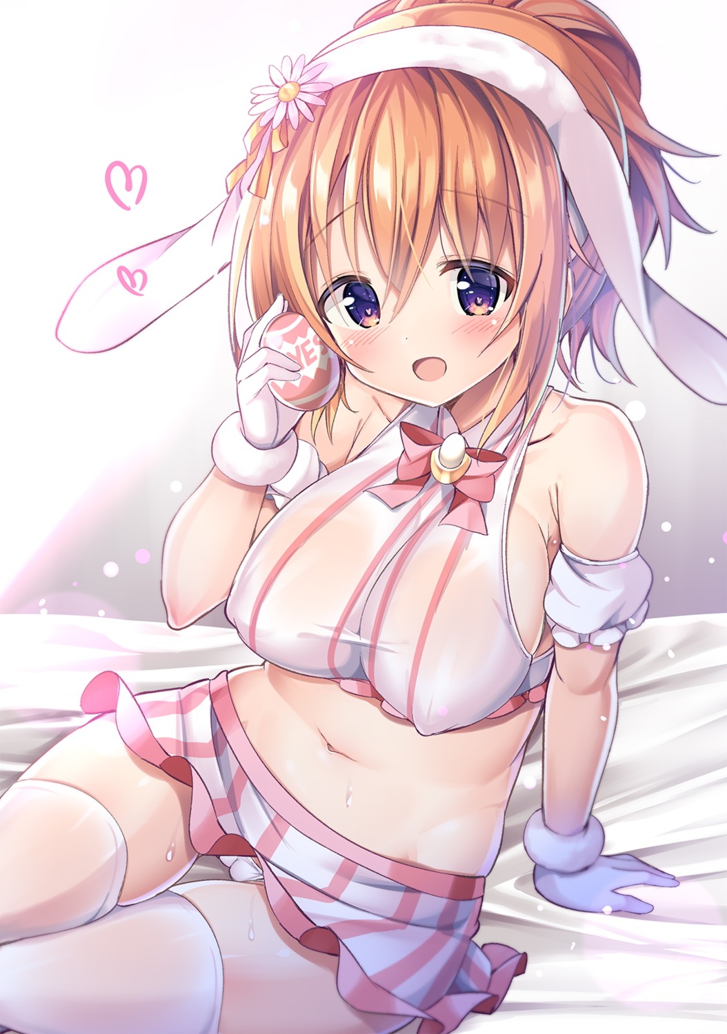 animal_ears bunny_ears cameltoe erect_nipples gochuumon_wa_usagi_desu_ka? hoto_cocoa kurou_(quadruple_zero) no_bra pantsu see_through skirt_lift thighhighs