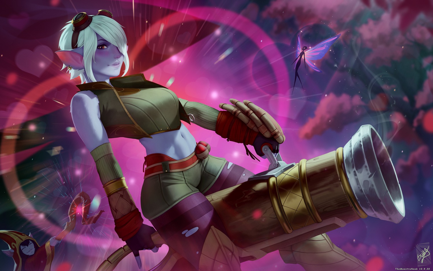 fairy gun league_of_legends monster_girl pointy_ears themaestronoob tristana_(league_of_legends)