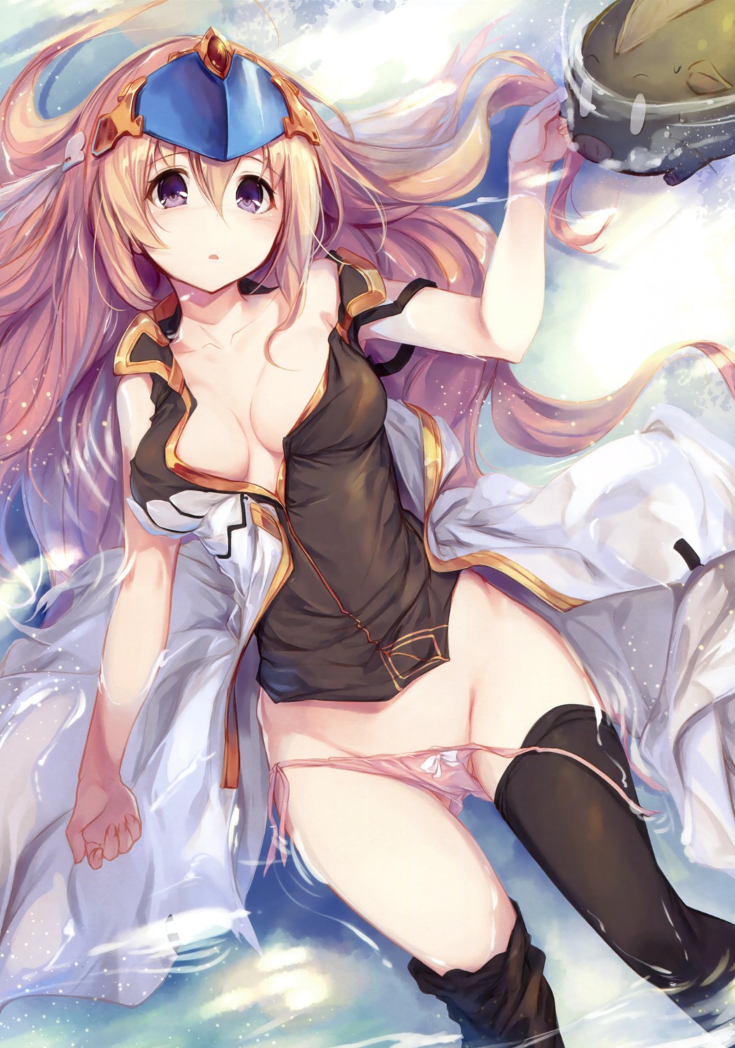 fal_maro no_bra open_shirt pantsu panty_pull string_panties thighhighs valhalla_no_ban_gohan wet