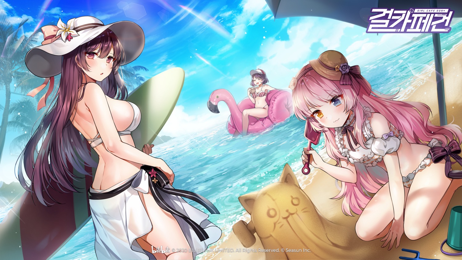 ass bikini eksistere_kyrenia gijang girl_cafe_gun girl_cafe_gun_ii heterochromia see_through shi_wuxia shi_wuyou swimsuits wallpaper wet