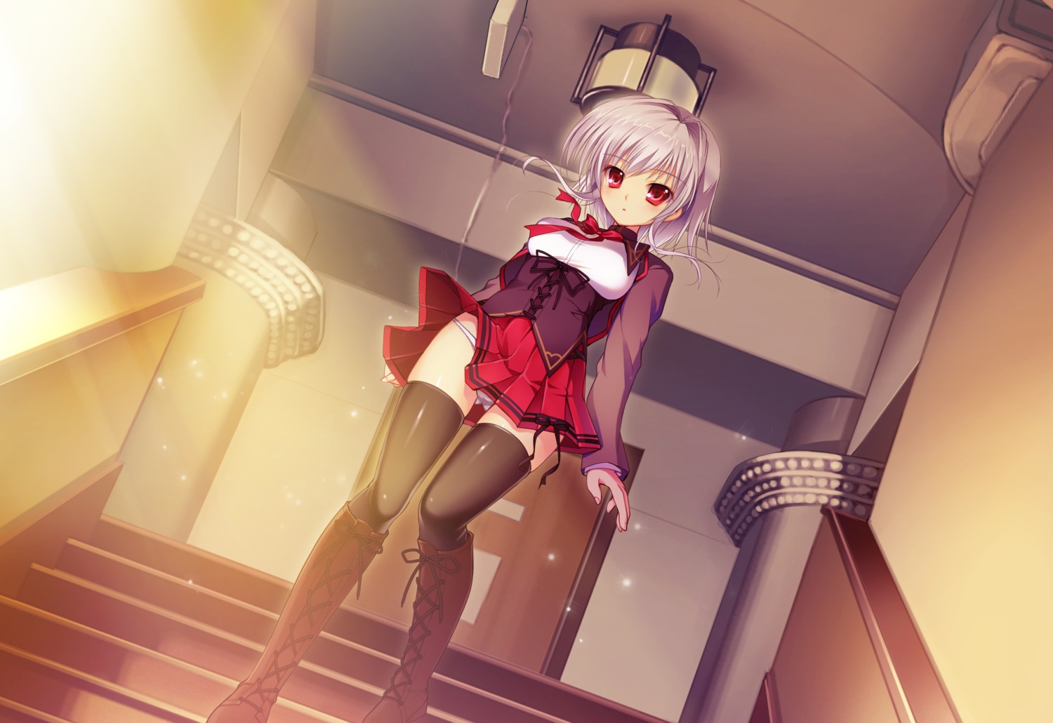 ex-one game_cg manatsu_no_yoru_no_yuki_monogatari mikeou pantsu seifuku shinjou_yukina thighhighs