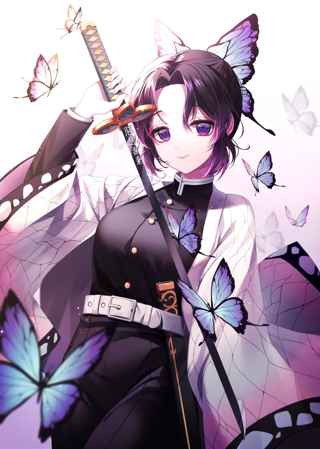 japanese_clothes kimetsu_no_yaiba kochou_shinobu naru_0 sword uniform