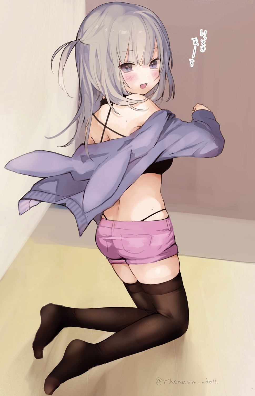 ass bra open_shirt pantsu thighhighs yukari_(rihenara_doll)