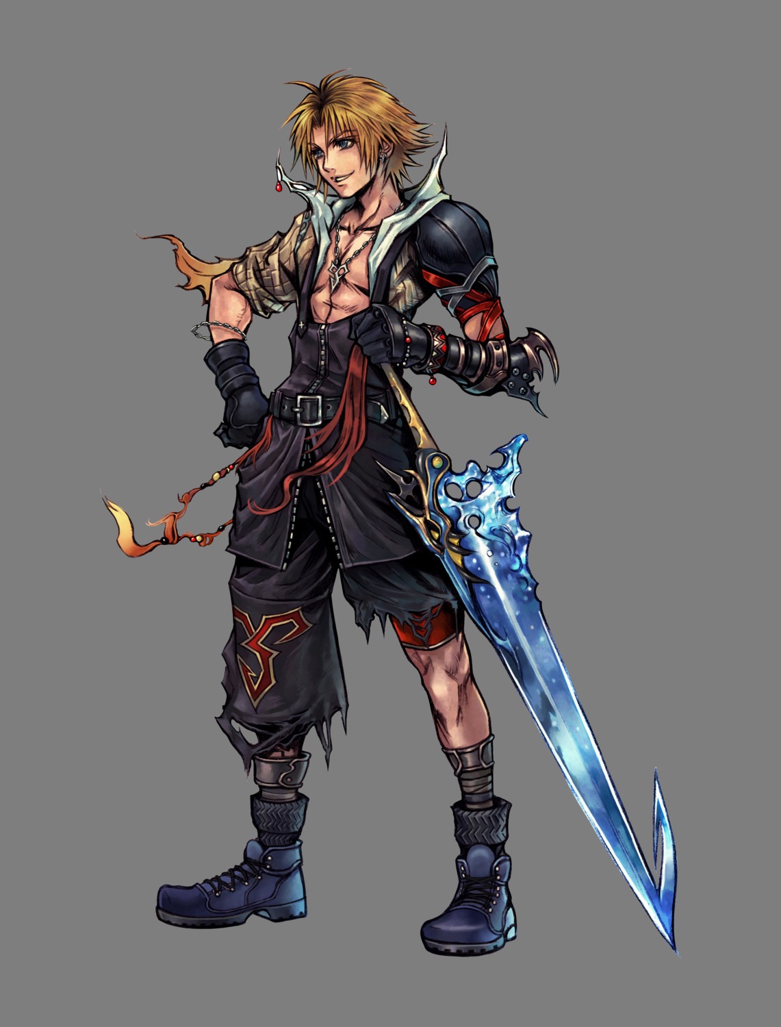 armor dissidia_final_fantasy final_fantasy final_fantasy_x male nomura_tetsuya square_enix sword tidus transparent_png