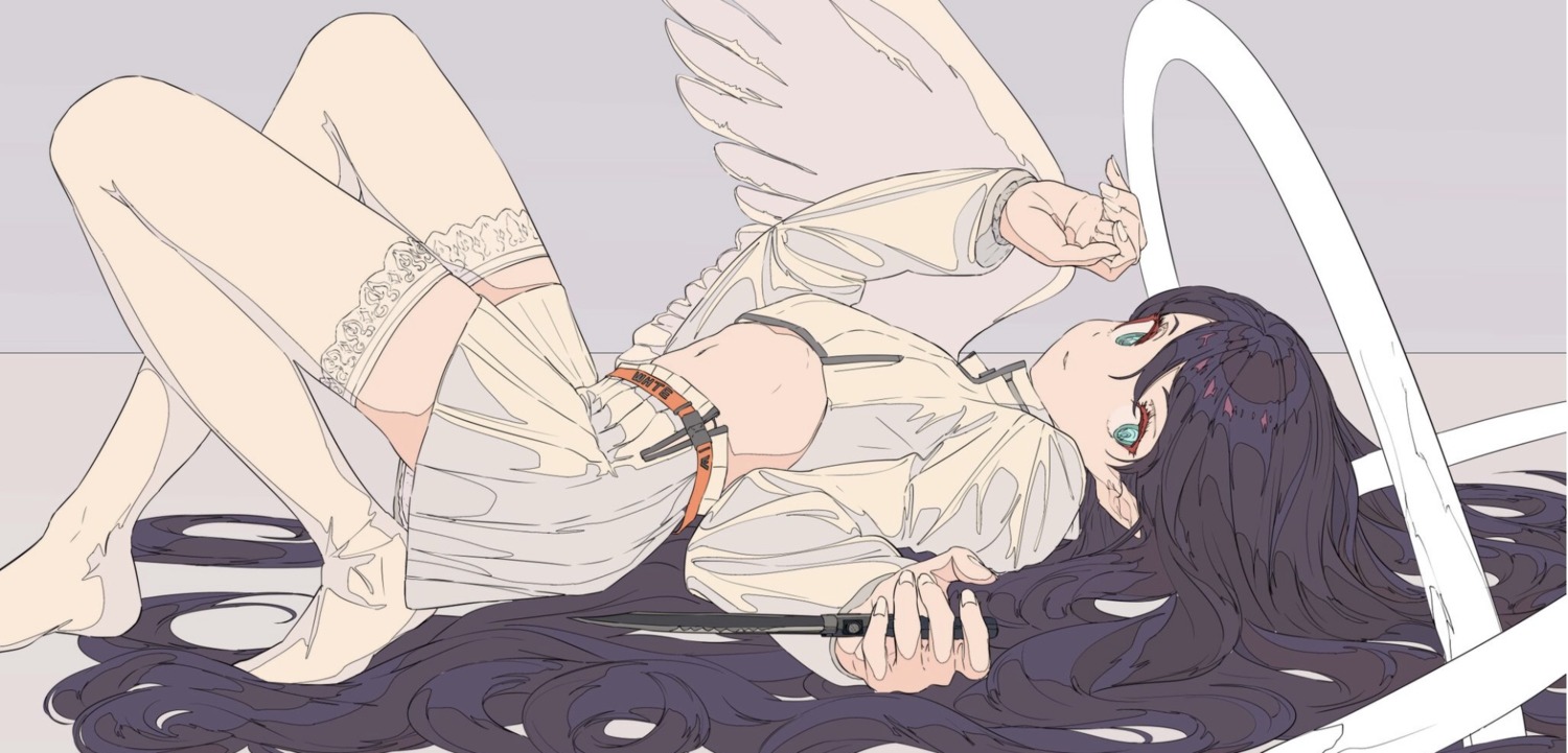 cogecha thighhighs weapon wings