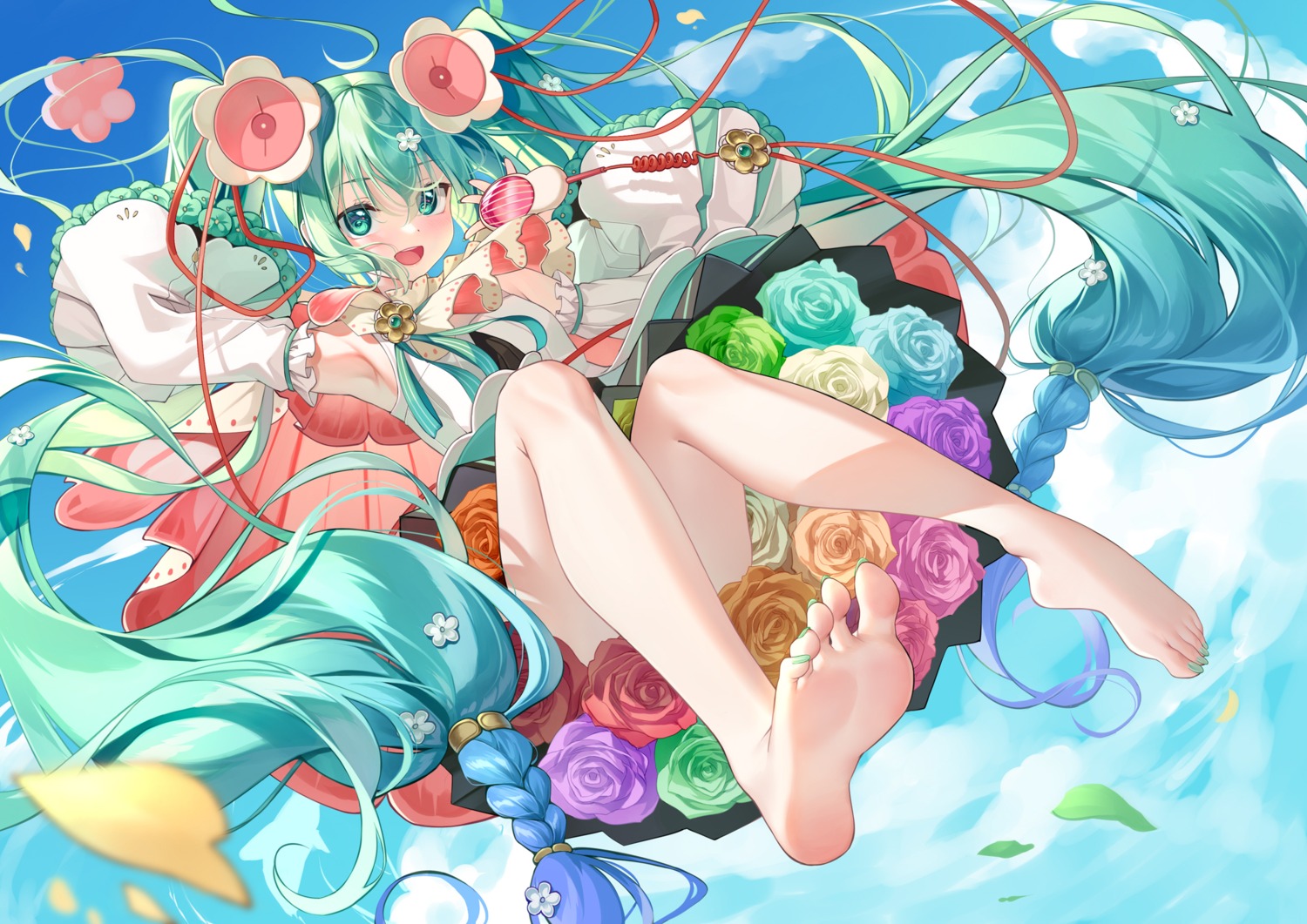 dress feet hatsune_miku magical_mirai meion skirt_lift vocaloid