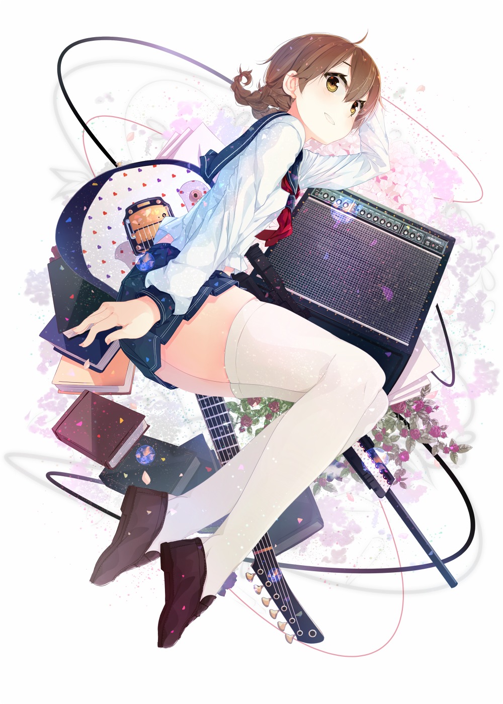 benio_(dontsugel) guitar seifuku thighhighs