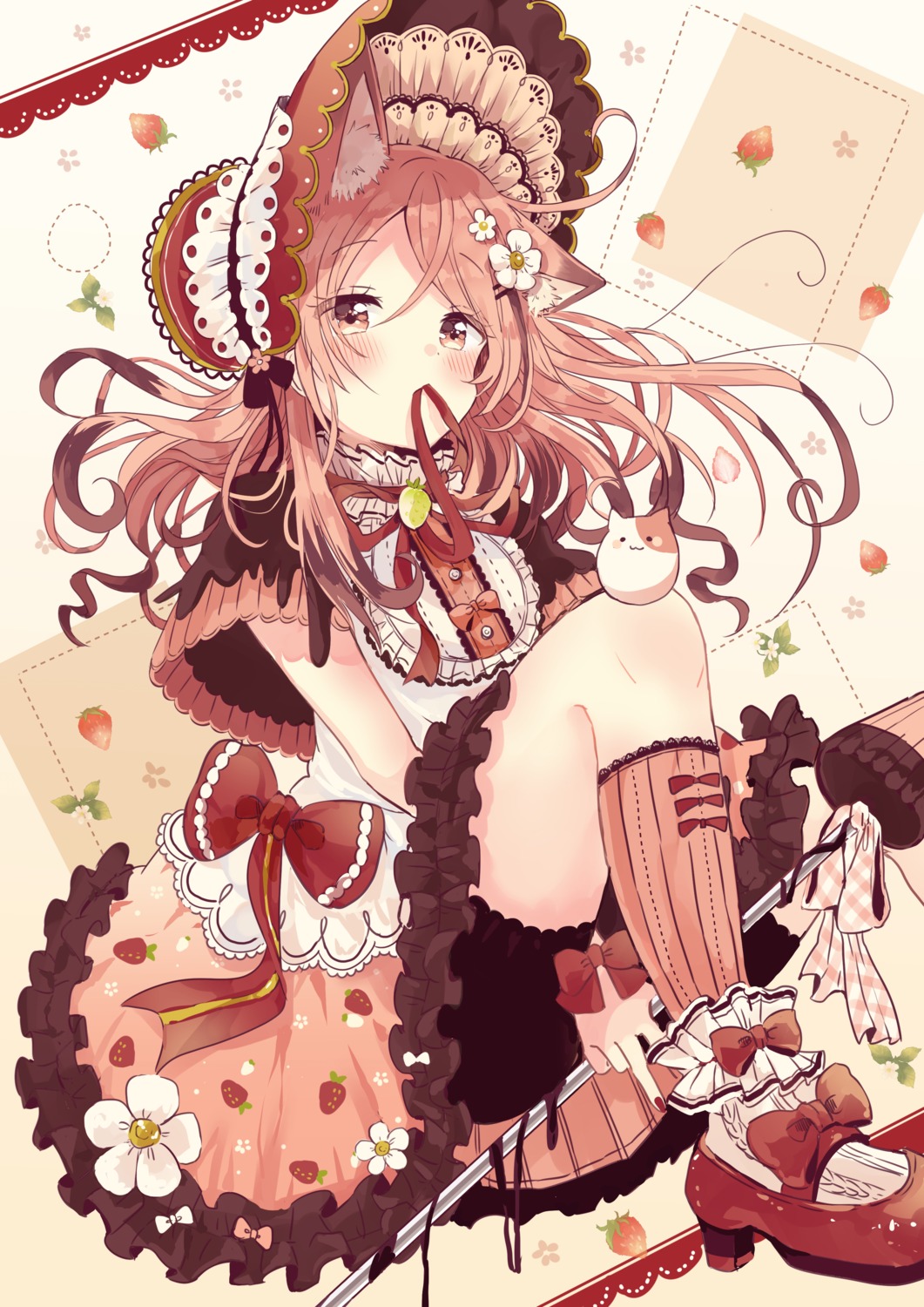 animal_ears bike_shorts heels lolita_fashion nekomimi sakura_oriko skirt_lift